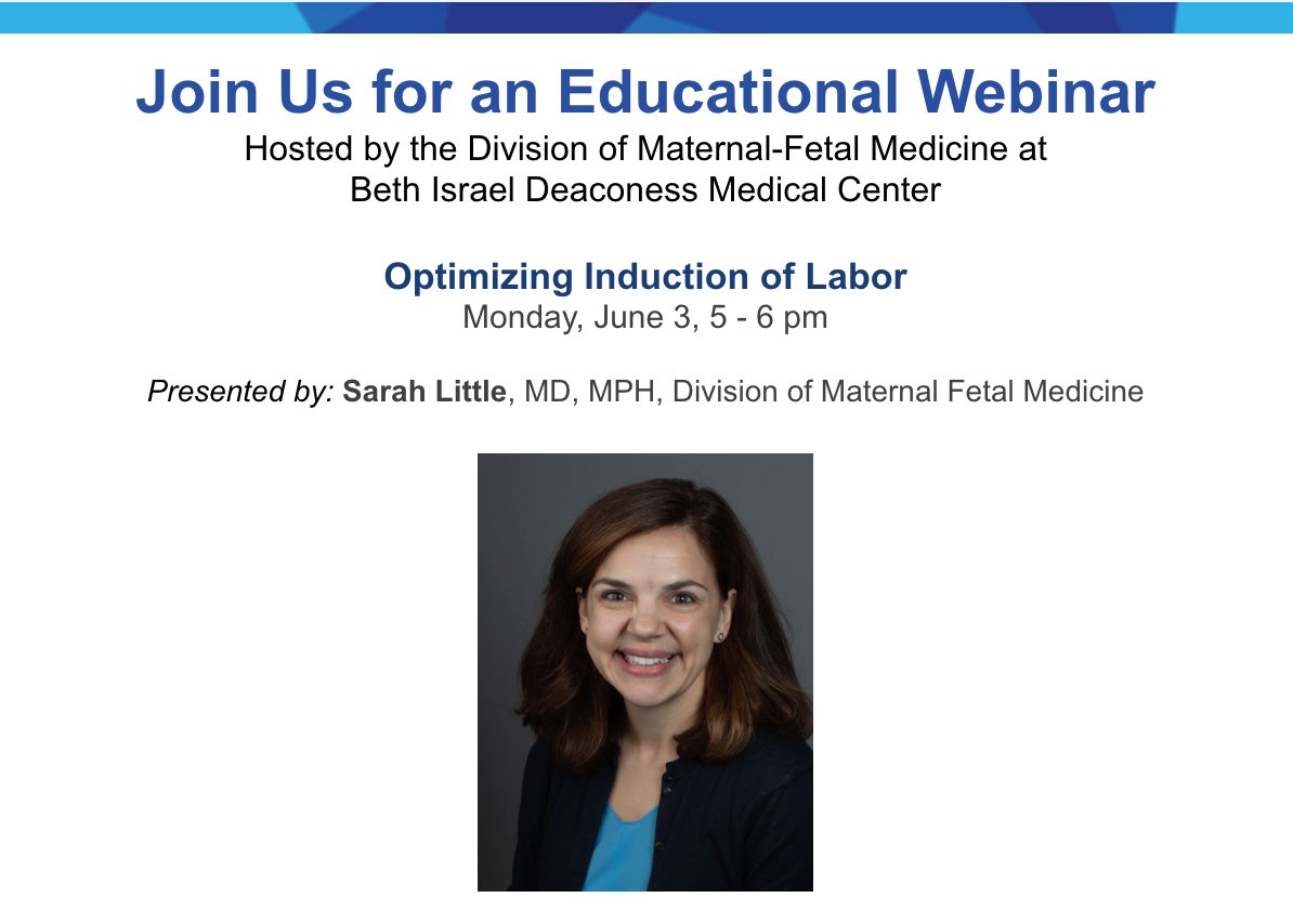 Save the date: Our next CME webinar will be on June 3! Join Sarah Little, MD, MPH, as she shares up-to-date information on optimizing induction of labor.
Register at bit.ly/4bhC1EN
#mfm #obgyn #pregnancy
