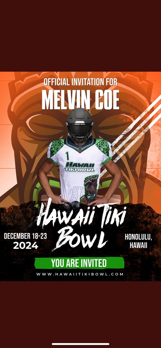 Blessed to be invited to the @HawaiiTikiBowl @MDohertyICCP @MattBowen41 @PrepRedzoneIL @EDGYTIM @ICCPFootball @OJW_Scouting @DeepDishFB