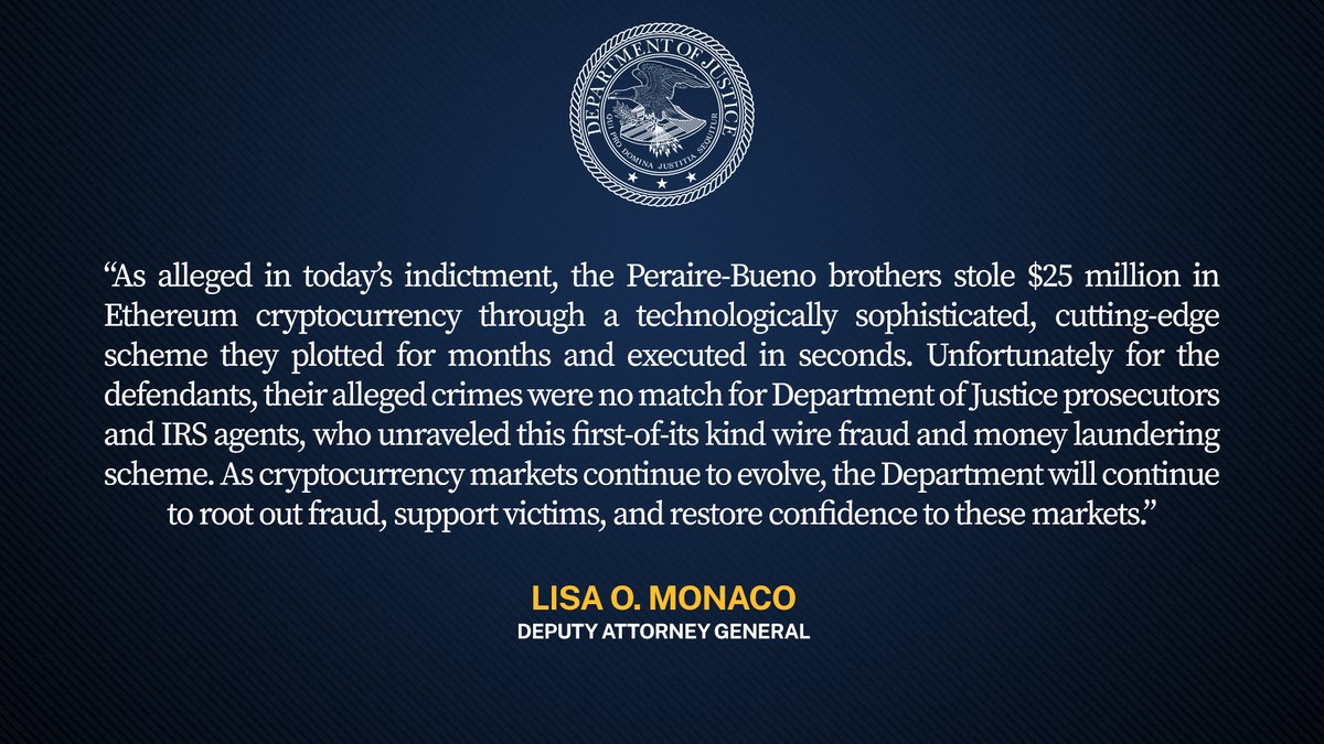 Two Brothers Arrested for Attacking Ethereum Blockchain and Stealing $25M  in Cryptocurrency 🔗: https://t.co/rY4No6YUrm