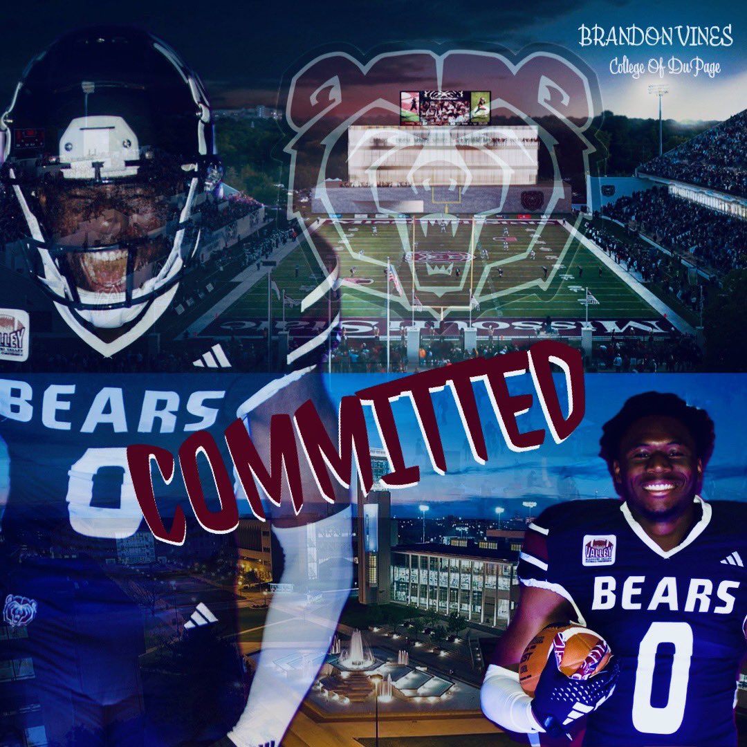 Brandon Vines (@brandonvines24) on Twitter photo Thank You <a href="/Dupage_Football/">College of DuPage Football</a> Time To Be Legendary!!! %114 committed to @MOStateFootball AGTG!! Thank You <a href="/Dupage_Football/">College of DuPage Football</a> Time To Be Legendary!!! %114 committed to @MOStateFootball AGTG!!