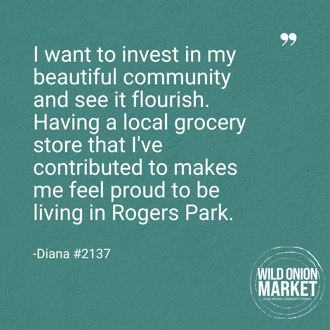 🌟Meet Diana, a new member of Wild Onion Market. Her words reflect our community mission: nurturing Rogers Park's beauty. Join Diana and 2100+ others in shaping our community when we open on June 12. Become an Owner now!
ow.ly/o9Ey50RHjFx