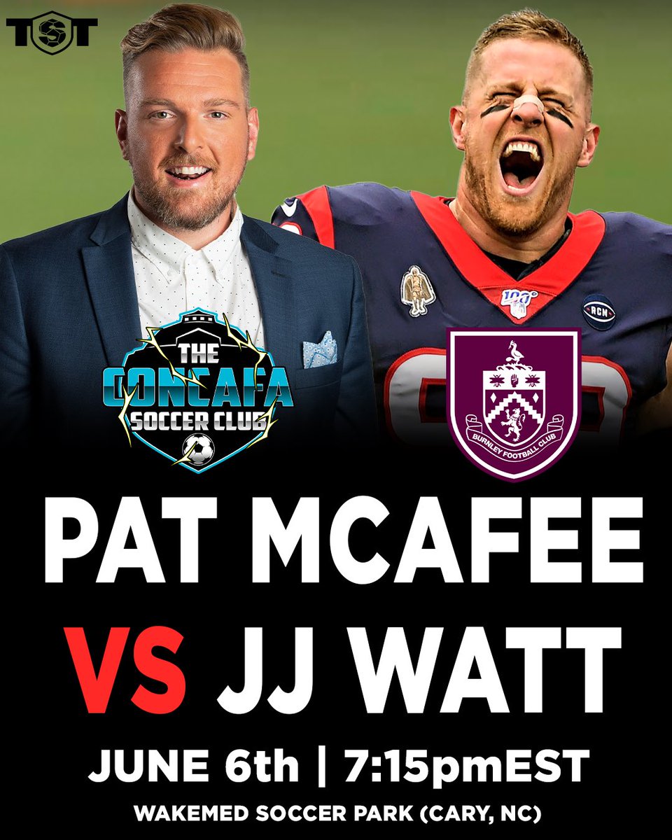 UHHHHH YEAH, THIS WILL BE FUN!!! Pat McAfee vs JJ Watt (The Concafa SC vs Burnley FC) June 6 | 7:15pmEST | ESPNU 🏈🍿 - BE THERE: tst7v7.com/tix