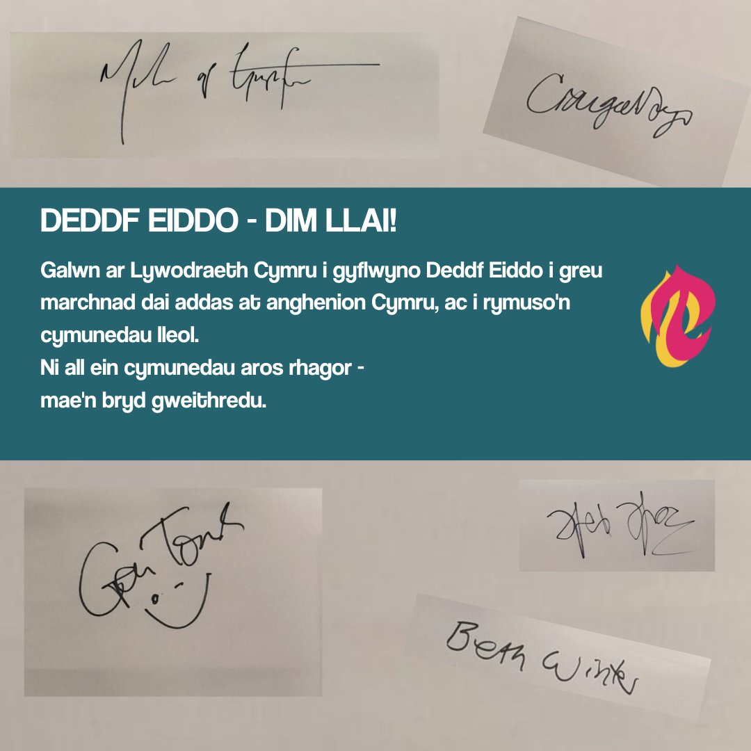 Mae @BethWinterMP, @Pencampwriaith, @ffred_ffransis, @gaitoms a @mabonapgwynfor wedi arwyddo datganiad 'Deddf Eiddo - Dim Llai' i fynnu marchnad tai addas i Cymru, fydd yn grymuso'n cymunedau lleol. Wyt ti wedi arwyddo? cymdeithas.cymru/deddf-eiddo-di…