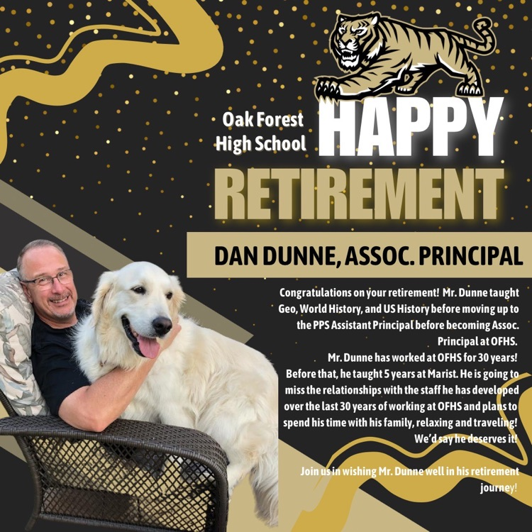 Mr. Dunne is retiring this year after working 30 years at OFHS! Join us in celebrating Mr. Dunne & his epic career at OFHS and his influence on the social studies dept., PPS & main office! Thank you, Mr. Dunne! #TheBengalWay #Graduation2024