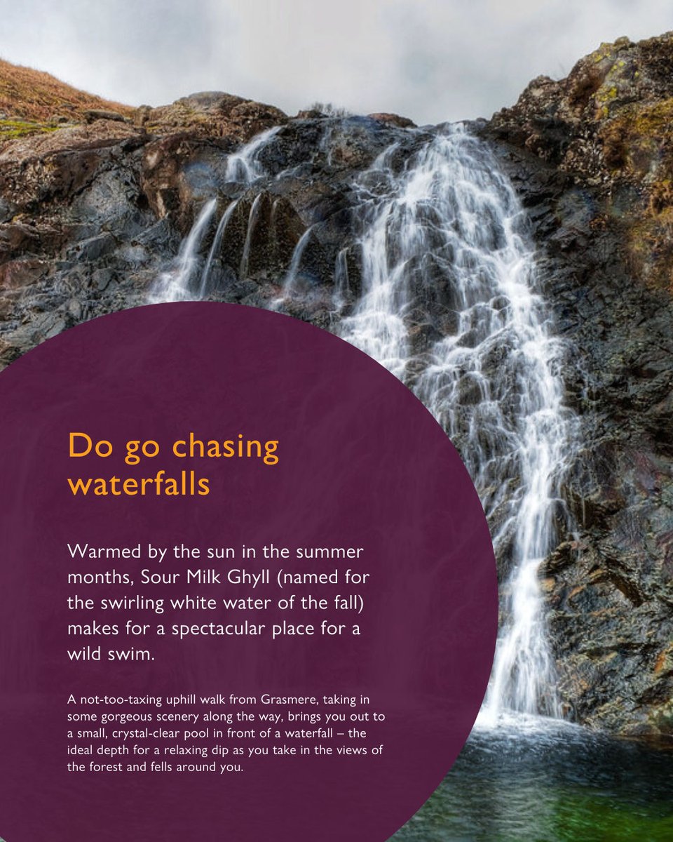 As part of our guide to the less well-known attractions of #Grasmere & #Rydal, we're looking at chasing #waterfalls!

Warmed by the sun in the summer months, Sour Milk Ghyll makes for a spectacular place for a wild dip.

lakelandretreats.com/hidden-grasmer…