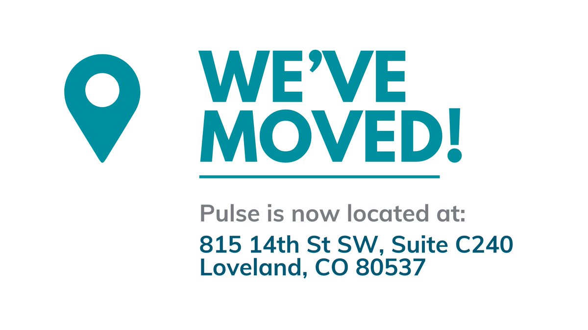 Pulse has a new address!

📍 815 14th St SW, Suite C240, Loveland, CO 80537

Our customer experience center is open Mon-Fri from 8-5. Visit us in person for things like getting information, signing up or changing services, returning equipment, or paying bills. 👋