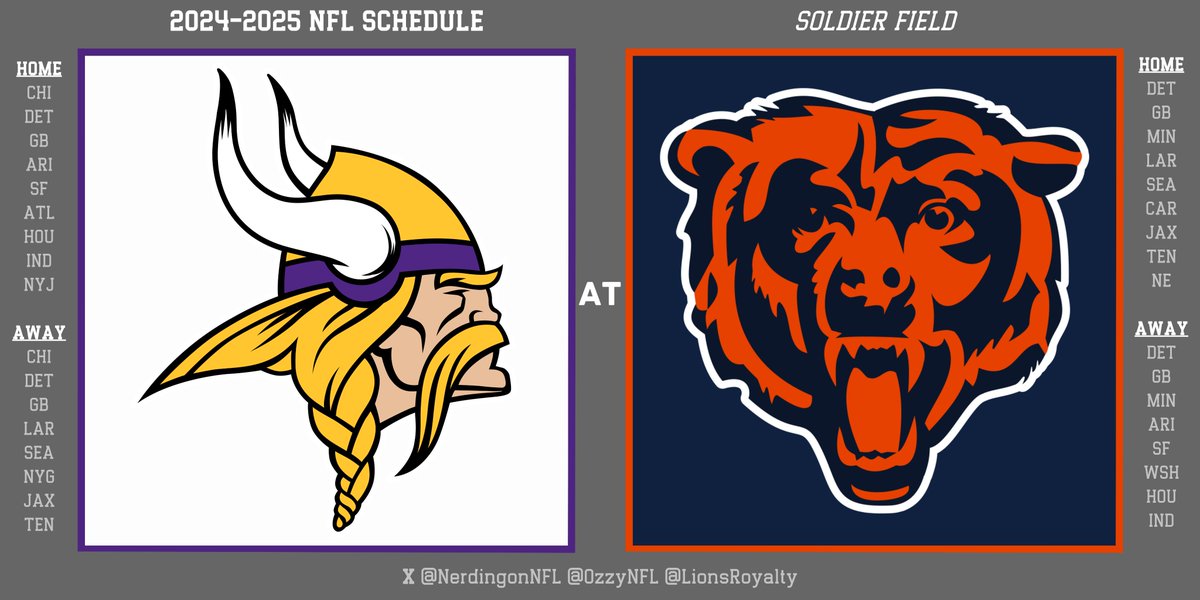 NFL SCHEDULE LEAK

Vikings at Bears - Week 15