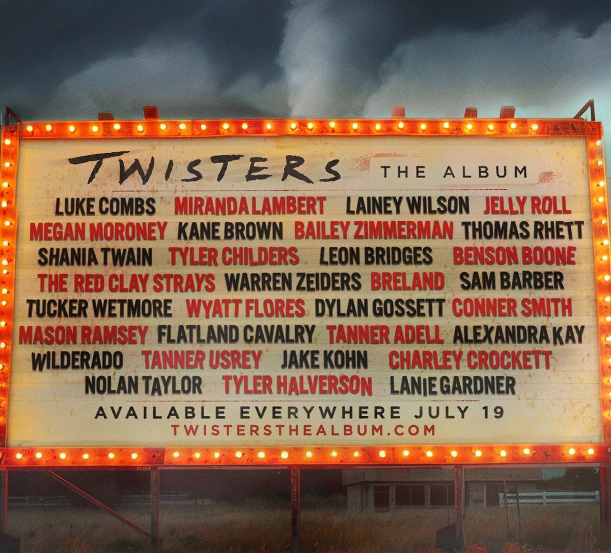 The lineup for the TWISTERS soundtrack has been revealed
