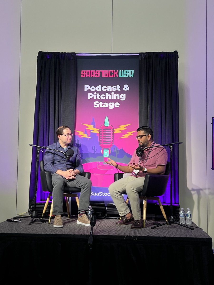 Live from the #SaaStockUSA podcast stage 🎙️

Karthik Puvvada of @PaddleHQ is joined by @asmartbear, founder and chief innovation officer @wpengine, as he shares his story of building in public. 

#SaaS #podcast #buildinginpublic