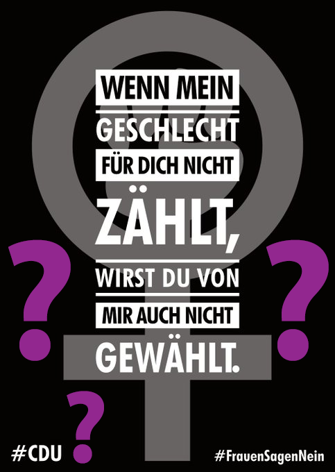 Viele Frauen (und Männer) haben im Zusammenhang mit den Erfahrungen rund um das #SBGG die Hoffnung verloren, dass sich Grüne, FDP oder SPD für die Belange von Frauen einsetzen werden.

Was ist mit der Union? Wird sie im Zweifelsfall kneifen?