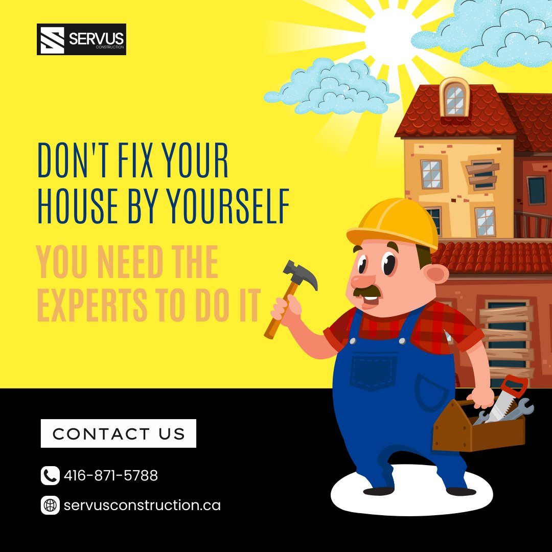 At Servus Construction, our team of experts is here to handle all your home repair and renovation needs with precision and care.

🌐 Visit us at: servusconstruction.ca
📞 Call us at: 416-871-5788

#ServusConstruction #HomeRepairs #Renovations #ProfessionalService #SafetyFirst