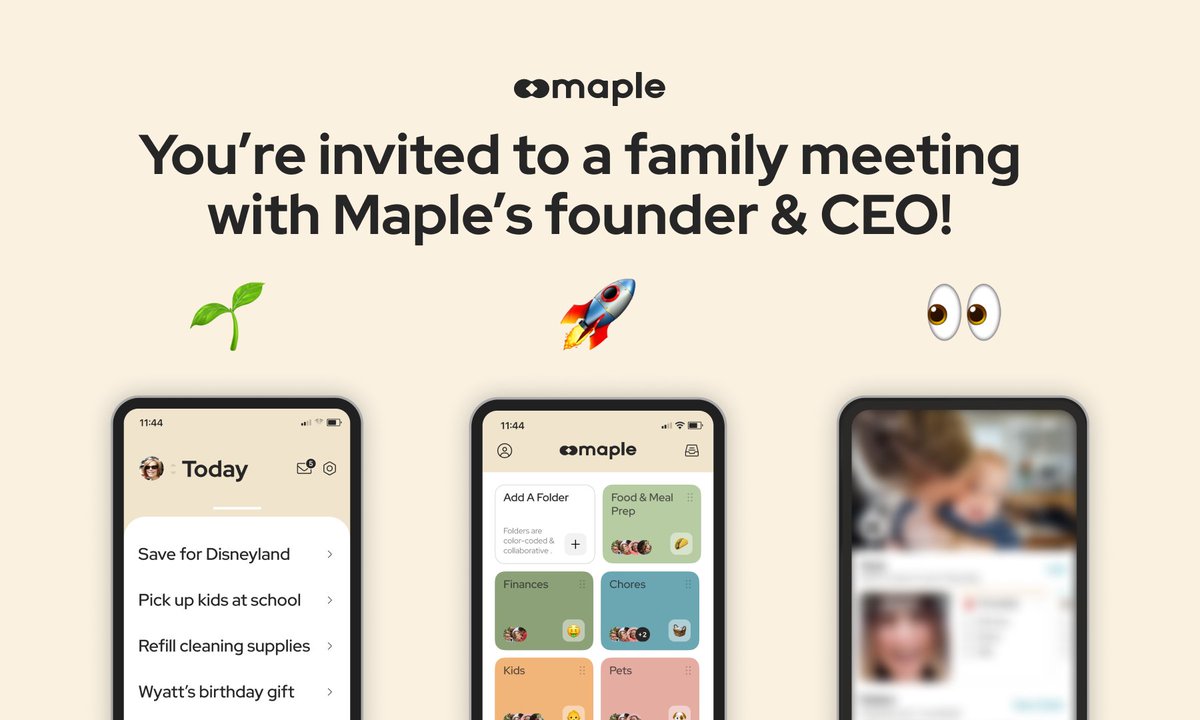 Maple (@growmaple) on Twitter photo Mark your calendar for Maple’s First Family Meeting on Thursday, May 23rd at 12pm PST.
Maple Founder & CEO, <a href="/michaelperry/">Michael Perry</a> will guide attendees through a first-look at the new redesign, plus what’s coming next to Maple’s #FamilyApp.
Register here: linkedin.com/events/7196534… Mark your calendar for Maple’s First Family Meeting on Thursday, May 23rd at 12pm PST.
Maple Founder & CEO, <a href="/michaelperry/">Michael Perry</a> will guide attendees through a first-look at the new redesign, plus what’s coming next to Maple’s #FamilyApp.
Register here: linkedin.com/events/7196534…