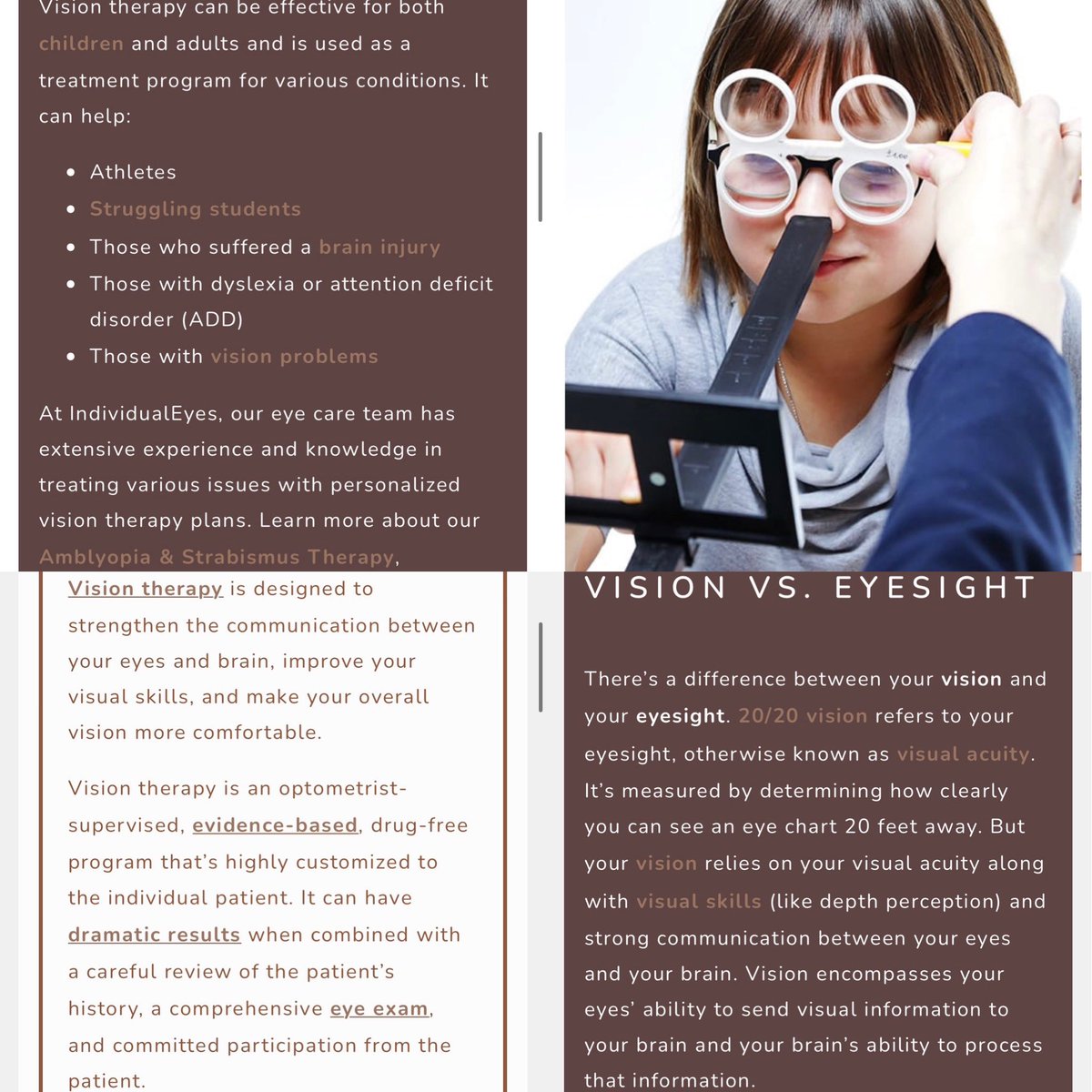 IndividualEyess's tweet image. Speak to one of our doctors of optometry or contact our Richmond hill location to learn more about who can benefit from vision therapy and any challenges you may be having to see if vision therapy sessions may benefit you! 

#visiontherapy #eyedoctor #doctorofoptometry