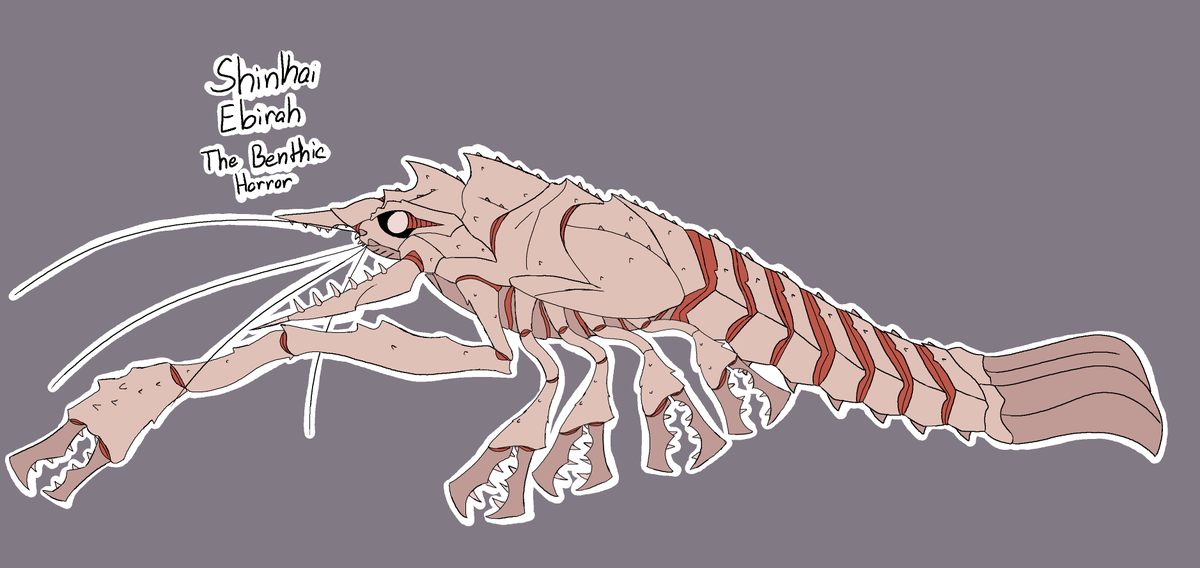 Random ShinkaiEbirah funfacts:

Though he may look like a Lobster, Ebirah is actually a member of the infraorder Polychelida

Ebirah's color scheme is based off of Blind Lobsters

He has two large mandibles that were inspired by the cambrian Omnidens