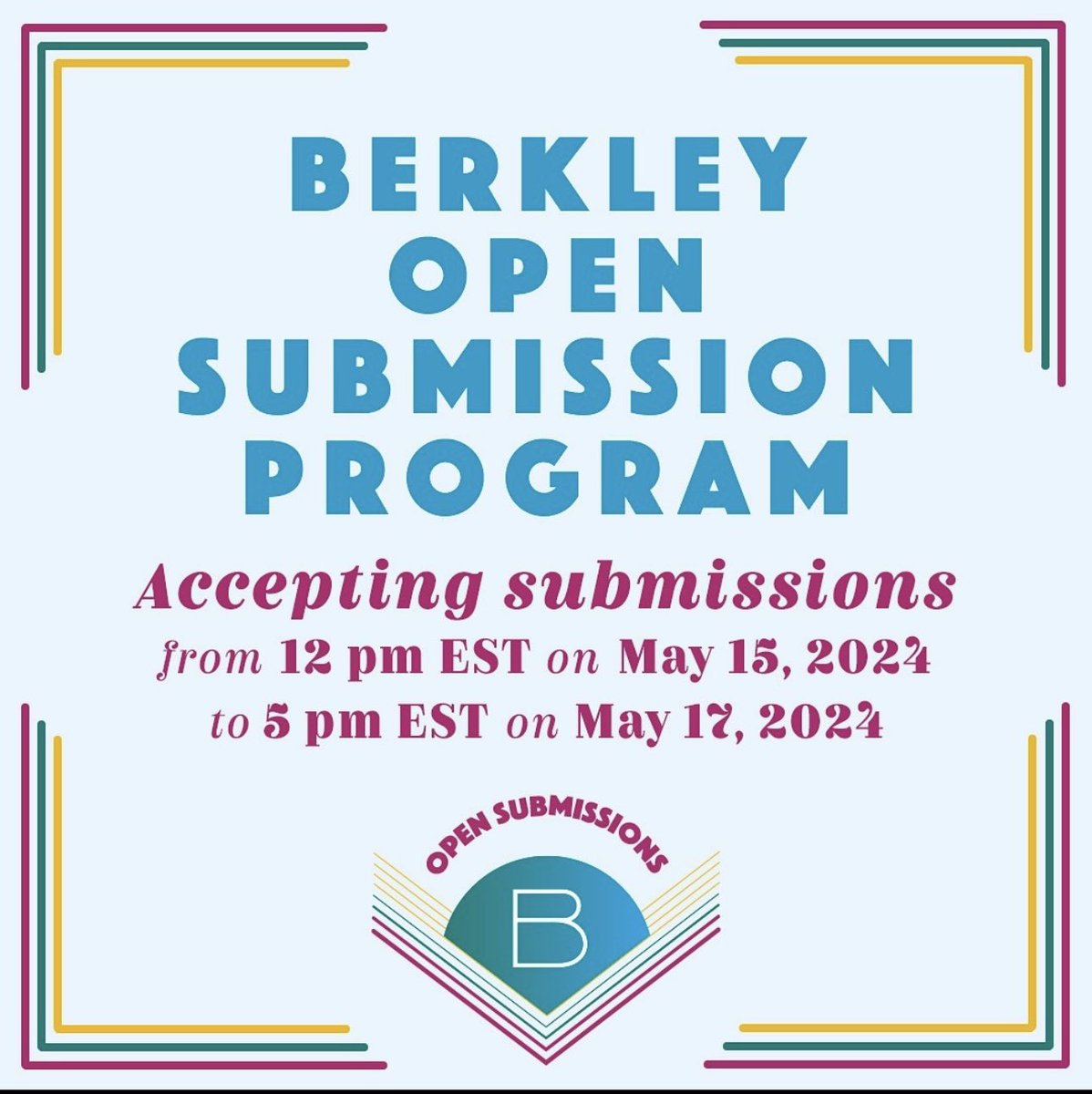 BREAKING NEWS #amquerying friends @BerkleyPub is accepting unagented submissions!