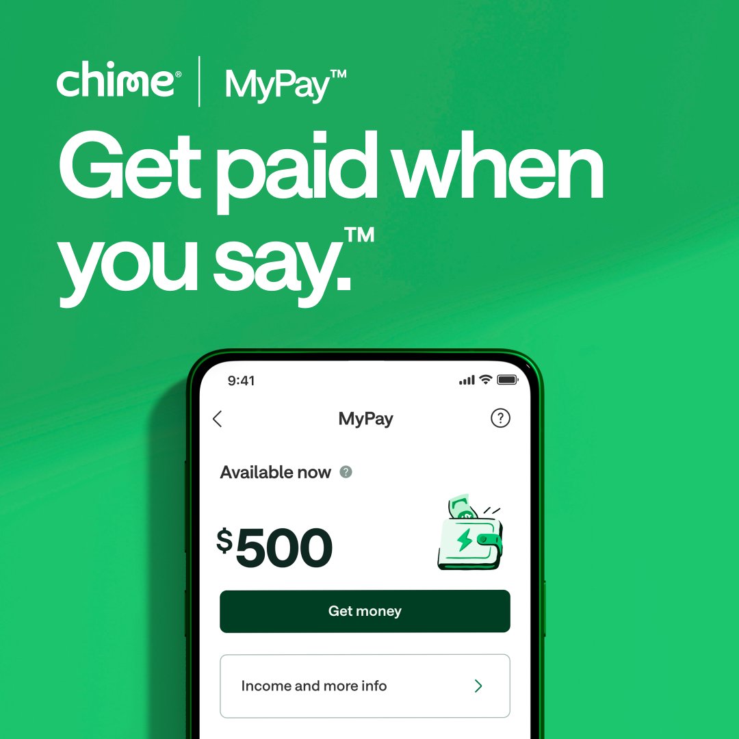 Are you done waiting for payday? Same tbh. Those days are over soon. MyPay lets you access up to $500 of your pay before payday*. Secure your spot on the waitlist now.
chime.com/mypay/?utm_sou…