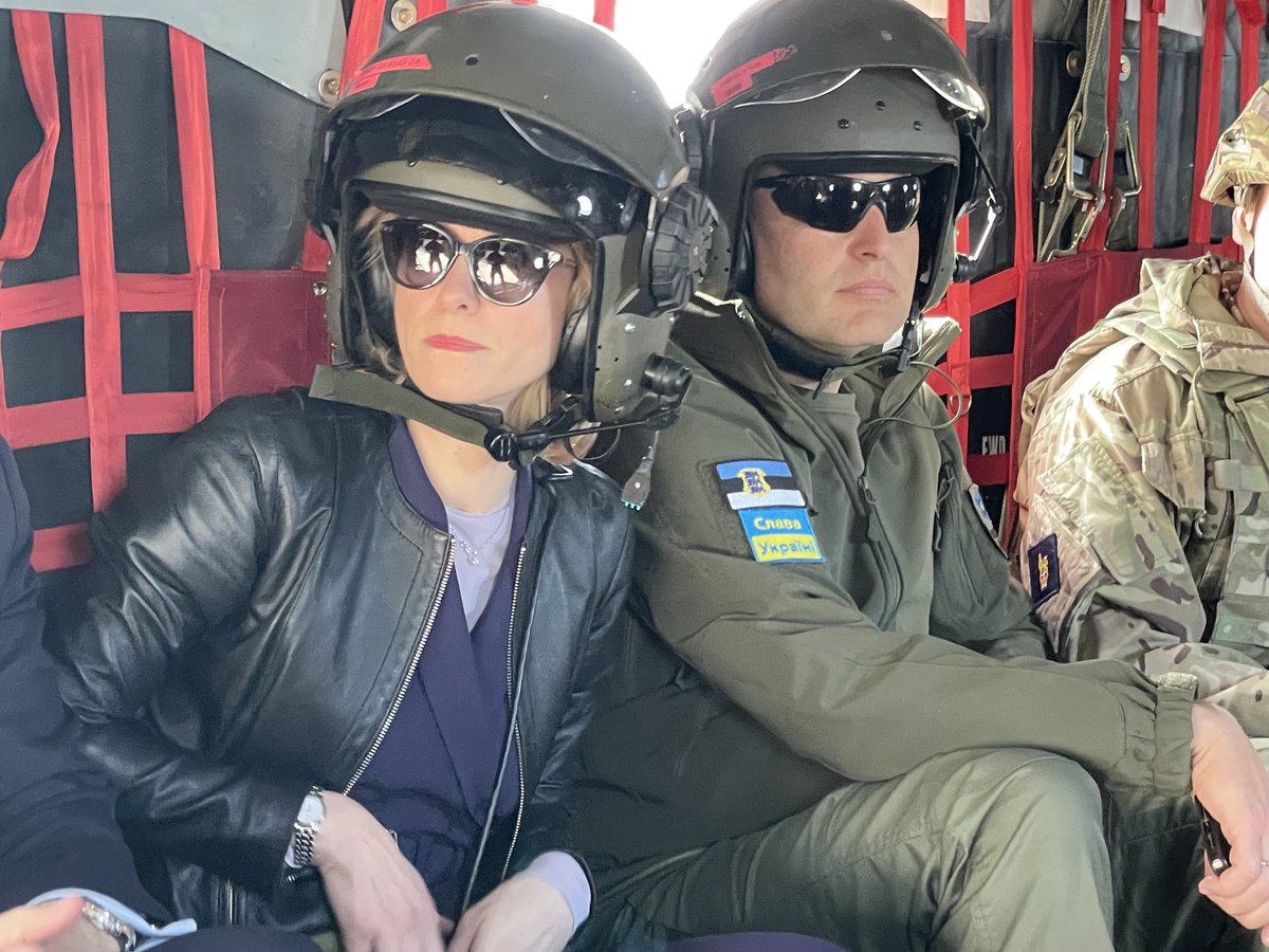 Estonia’s PM Kaja Kallas, riding across the country today in an RAF Chinook.