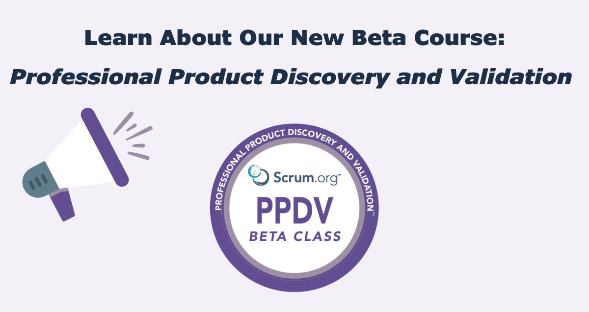 Announcement: We are testing a new Beta course to help people with Product Discovery and Validation. Learn more: scrum.org/innovations/be… #ProductDiscovery #ProductOwnership #ProfessionalProductOwnership #ProductValidation