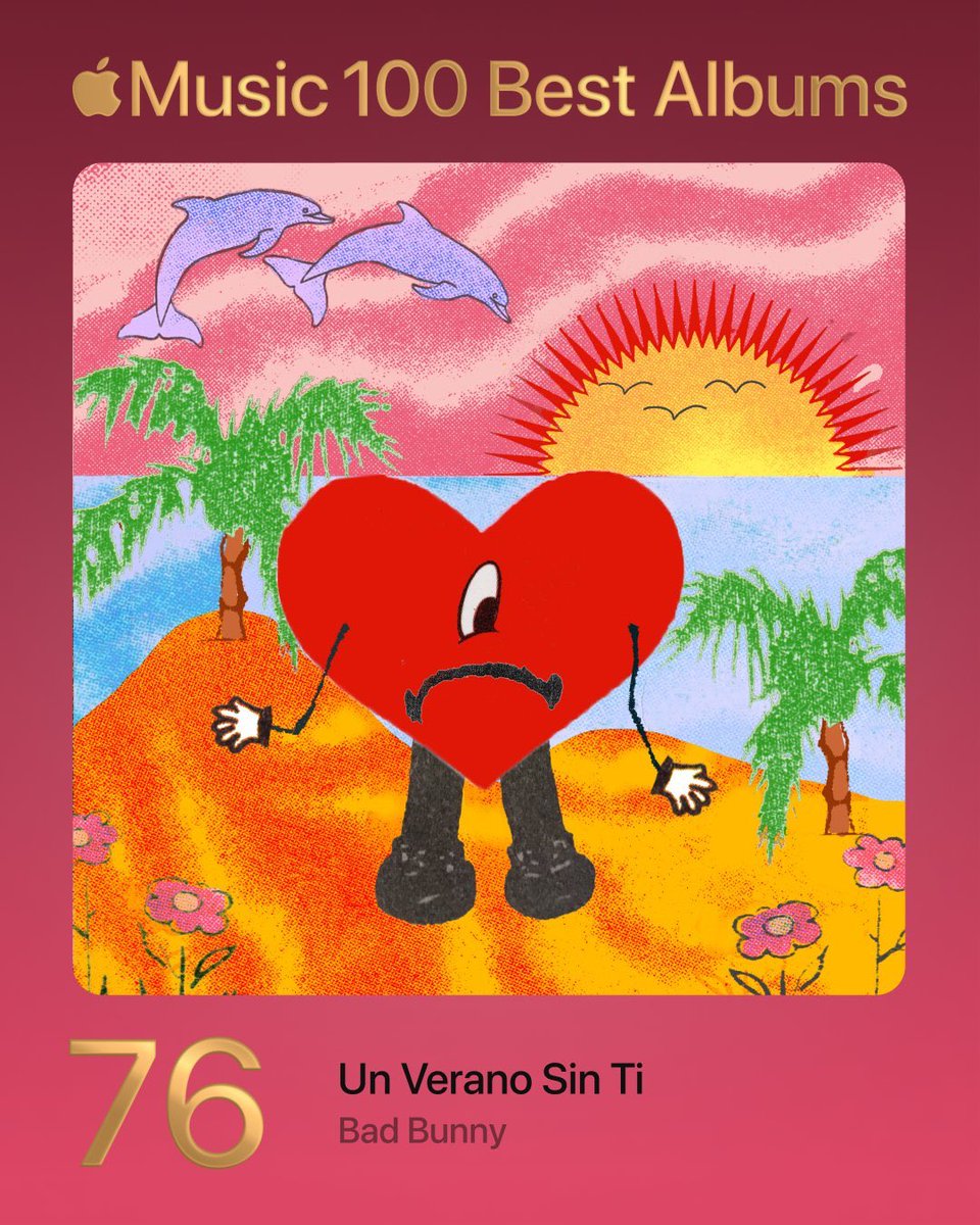 Apple Music has named ‘Un Verano Sin Ti’ as the 76th Best Album on their #100BestAlbums list. It’s the only Latin album featured on the list so far 🇵🇷