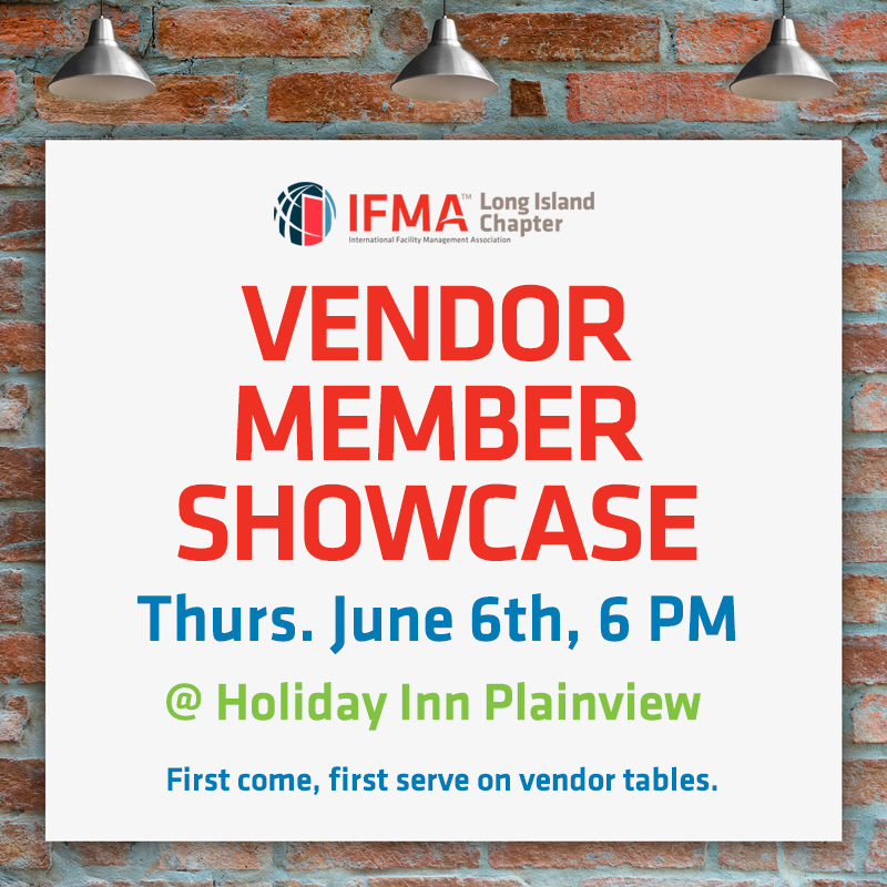 VENDOR MEMBER SHOWCASE!

Now is the time to reserve your table. Find out more here: ifmali.org/meetinginfo.ph…

#ifma #ifmalongisland #longislandchapter #membershowcase #suffolkcounty #nassaucounty #facilitymanagement #longisland #longislandbusiness