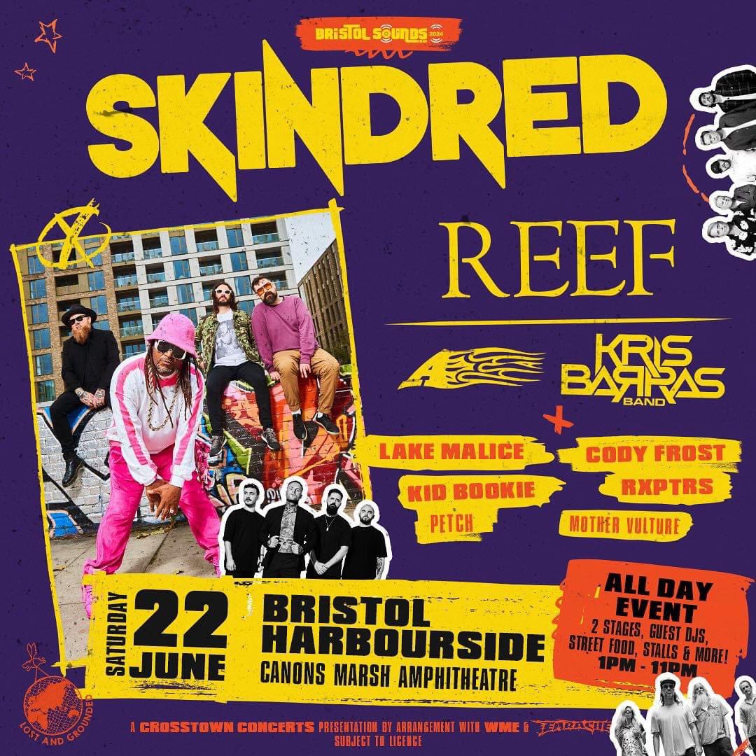 A join @reefband & @Skindredmusic for #BristolSounds June 22nd 👌🏻😎