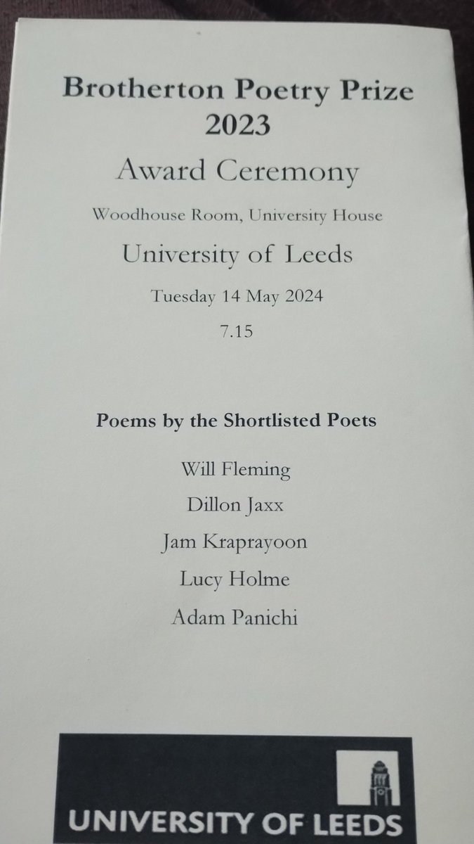 It was truly an unforgettable evening, meeting fellow poets and celebrating with this year's Brotherton prize cohort. @lucy_holme @adam_panichi @wellflem Jam Kraprayoon 🎉🎉🎉
