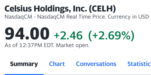 'Celsius stock is overpriced'. LOL