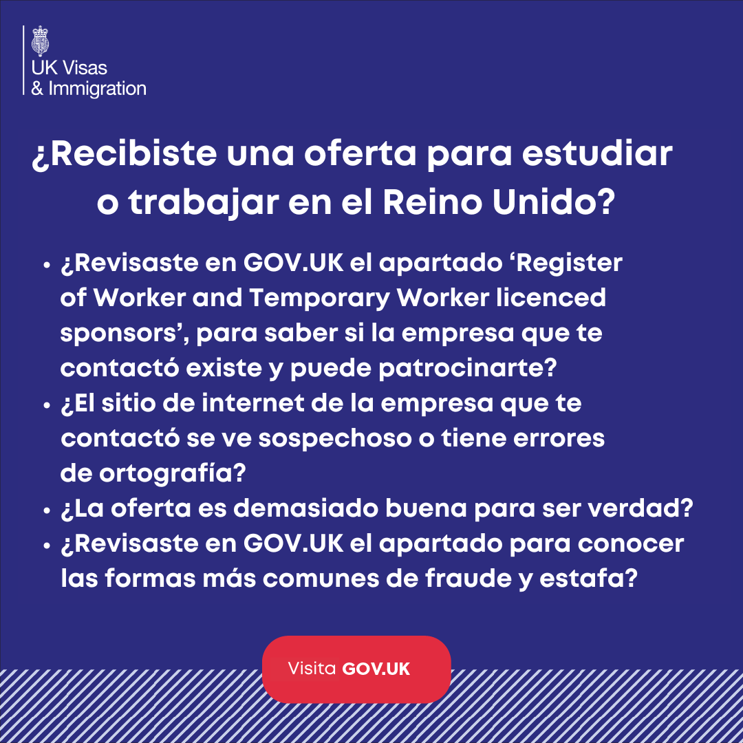 UKinBolivia's tweet photo. 🚨👀 ¿Recibiste una oferta para trabajar o estudiar en 🇬🇧?

¡Comprueba que sea real! Conoce cuáles son los trucos más comunes que utilizan los estafadores. ➡ https://t.co/bSyF4ZdFLq 

#DoNotFallForFraud https://t.co/h7WiyzsQEB