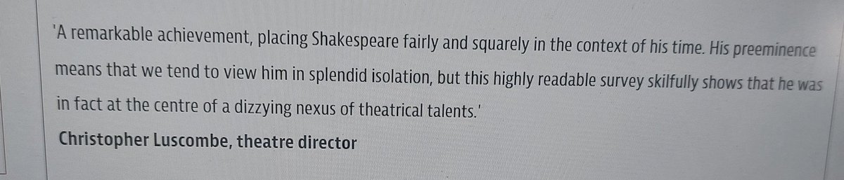 Delighted that incredible theatre director Christopher Luscombe enjoyed SHAKESPEARE'S BORROWED FEATHERS! @ManchesterUP Huge fan of Luscombe's productions, including @TheRSC Pre-order here: manchesteruniversitypress.co.uk/9781526177322/