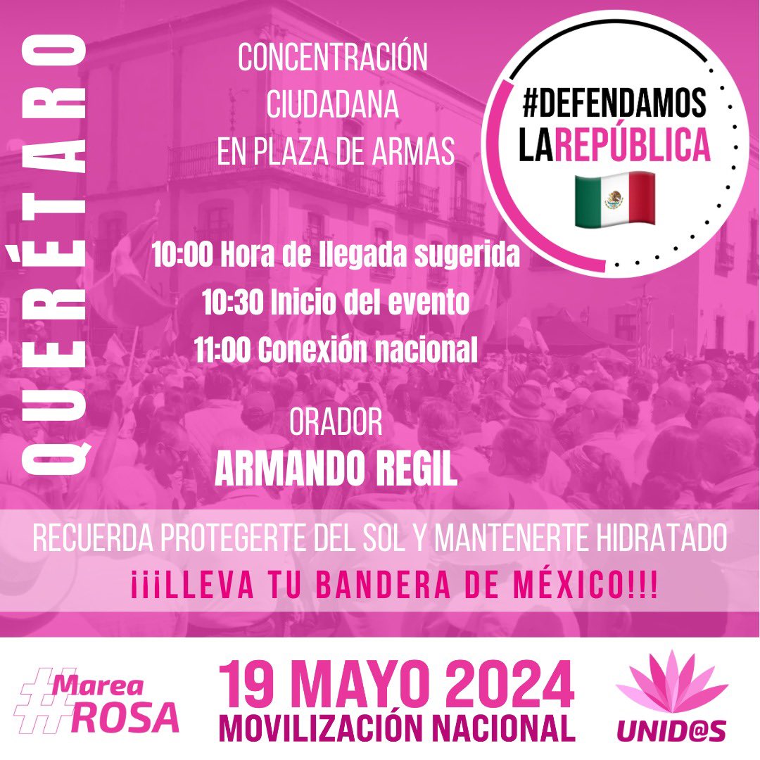 Este va para #Querétaro my love. ¿Ya están listos??? Lleven a toda su familia, que se note el músculo queretano, no podemos confiarnos, que les quede claro que aquí repudiamos a Morena. ¡Ahí nos vemos!!! 💖 #MxConXochitl #DefendamosLaRepública