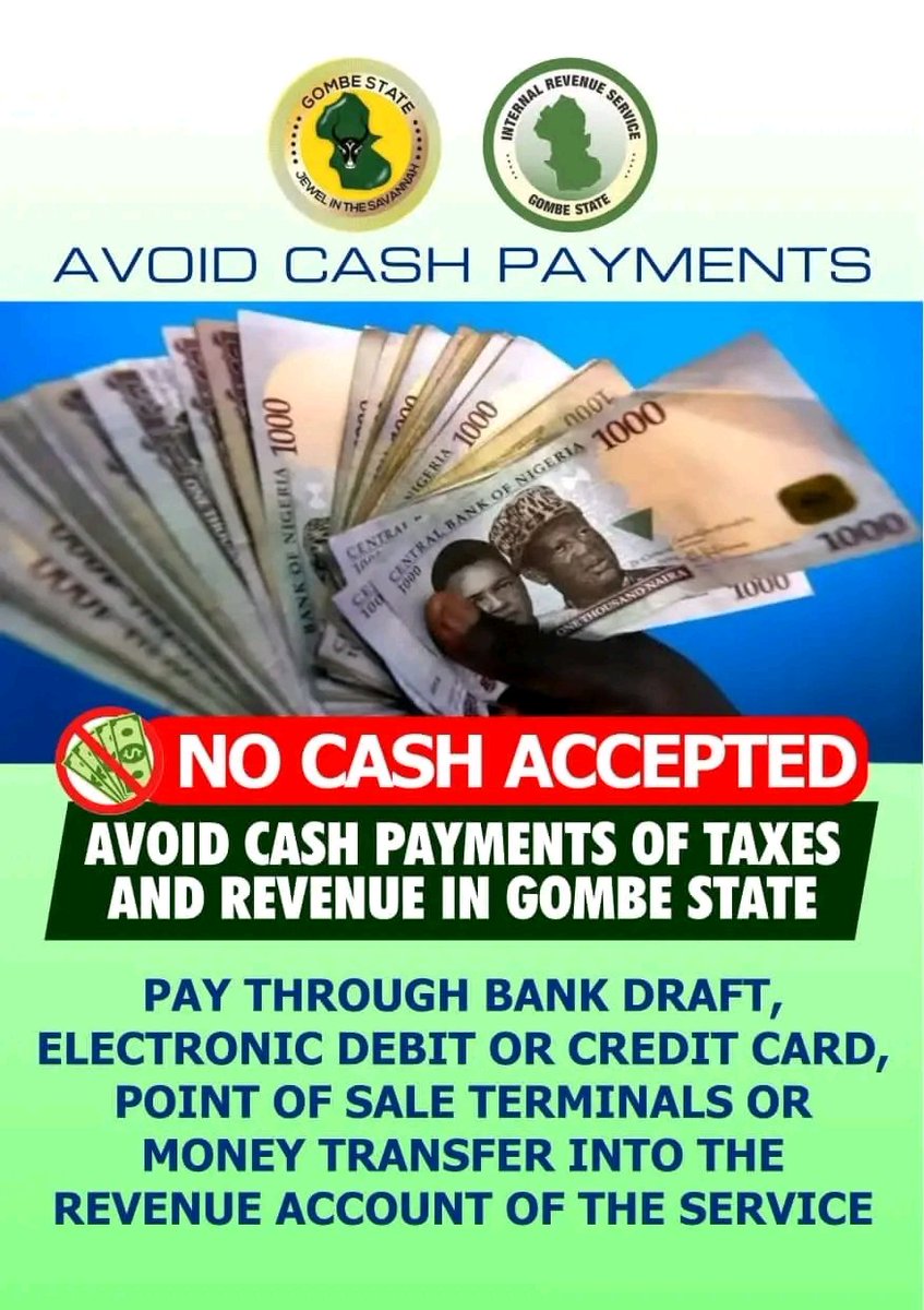 Payment method simplified, Don't pay cash!

These are the simplified payment methods, you can pay at your Convenience.

#GIRS #GombeIRS #PayYourTax #TaxForService #GombeState