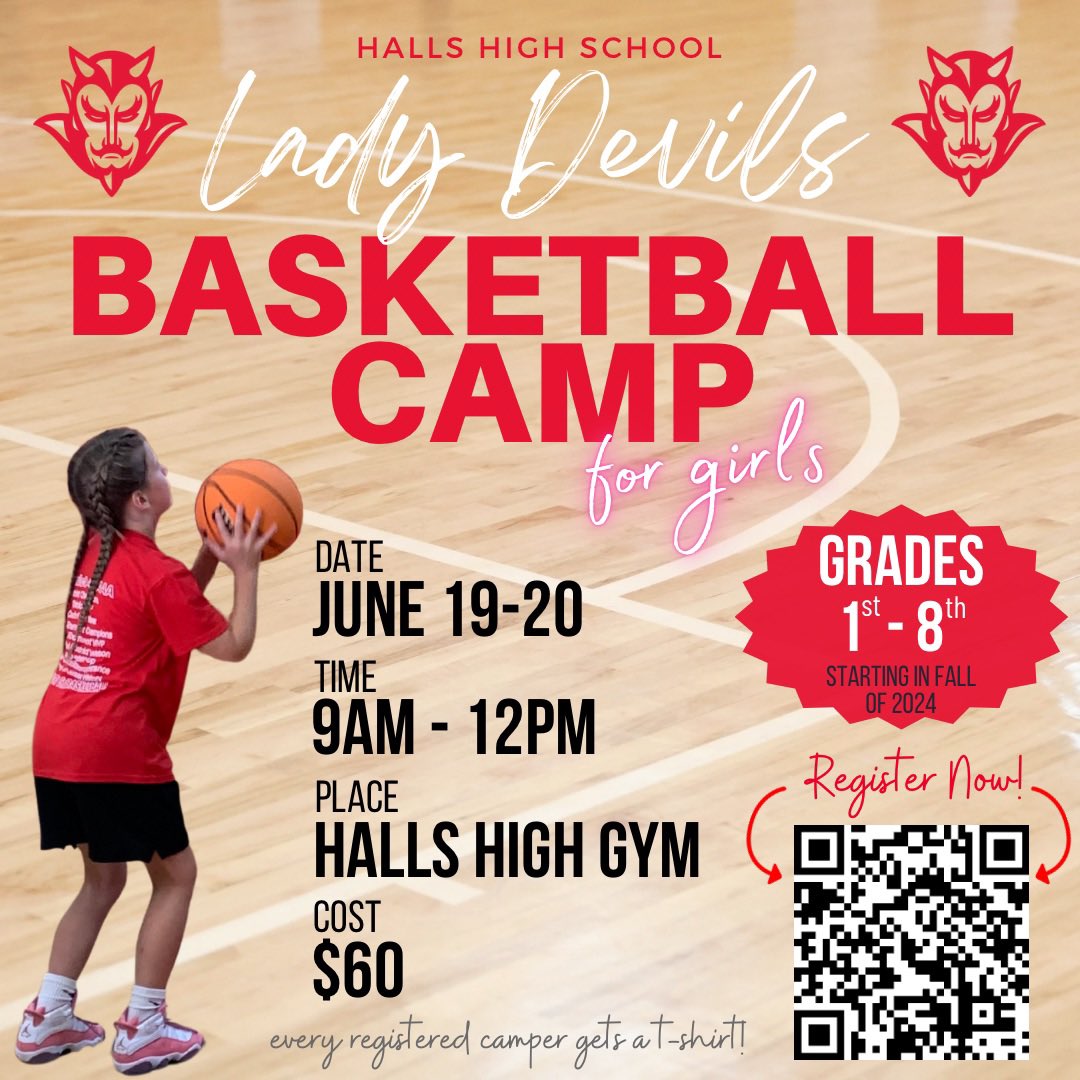 🏀We will have several former and current women’s college basketball players leading our skills and drills stations!🏀

Register now and pay online!

tinyurl.com/LadyDevilsCamp…

Or use:
hallshighschool.memberhub.com/store/items/87…