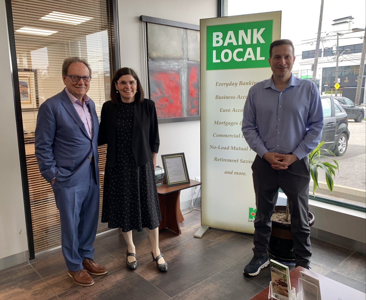 Happy to welcome The Hon. <a href="/FilomenaTassi/">Filomena Tassi</a> and The Hon. <a href="/marcomendicino/">Hon. Marco Mendicino</a>, pictured with Fausto Gaudio, our president and CEO (left), to our Yorkdale-Glen Park branch. We enjoyed the engaging and wide-ranging discussion with both who are visiting local businesses today.