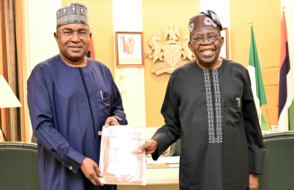 President Bola Ahmed Tinubu had a meeting today with the Chairman of the National Drug Law Enforcement Agency (NDLEA), Brigadier General Buba Marwa (Rtd), at the Presidential Villa in Abuja.