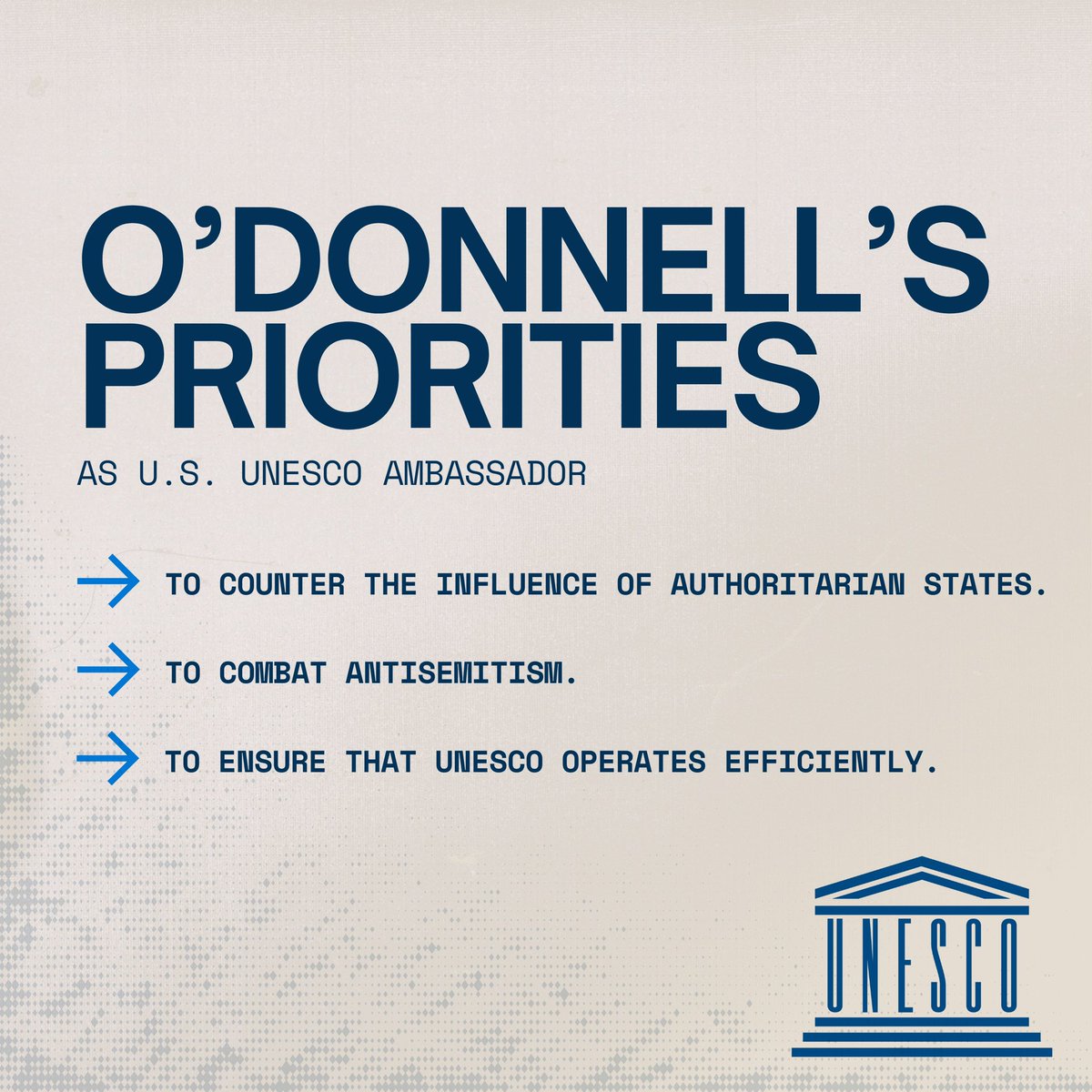 The Senate has voted so it’s almost official: Thank you, @SenSchumer and congratulations to Ambassador-designate Courtney O’Donnell, soon to be representing the U.S. @UNESCO!   Get to know her and her priorities once sworn-in.