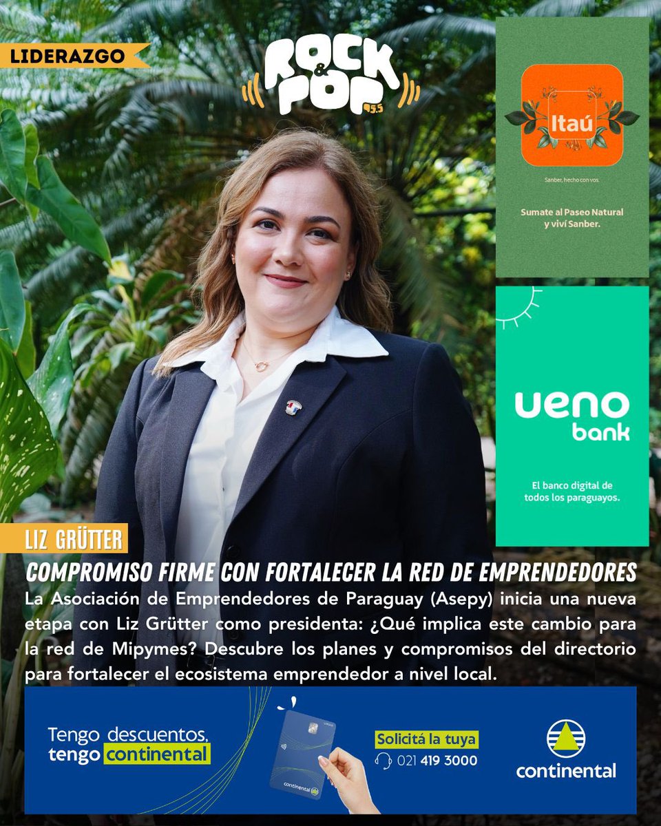 Tapa del 15/05/2024 📆 Asepy se renueva con Liz Grütter al frente 🚀 El nuevo directorio buscará fortalecer 💪🏻la red de emprendedores en un ambiente de innovación💡 y crecimiento sin límites 💯

Leé más en: linktr.ee/rockandpoppy 🤘🏻

#RockandPop 🎸
#955FM⚡