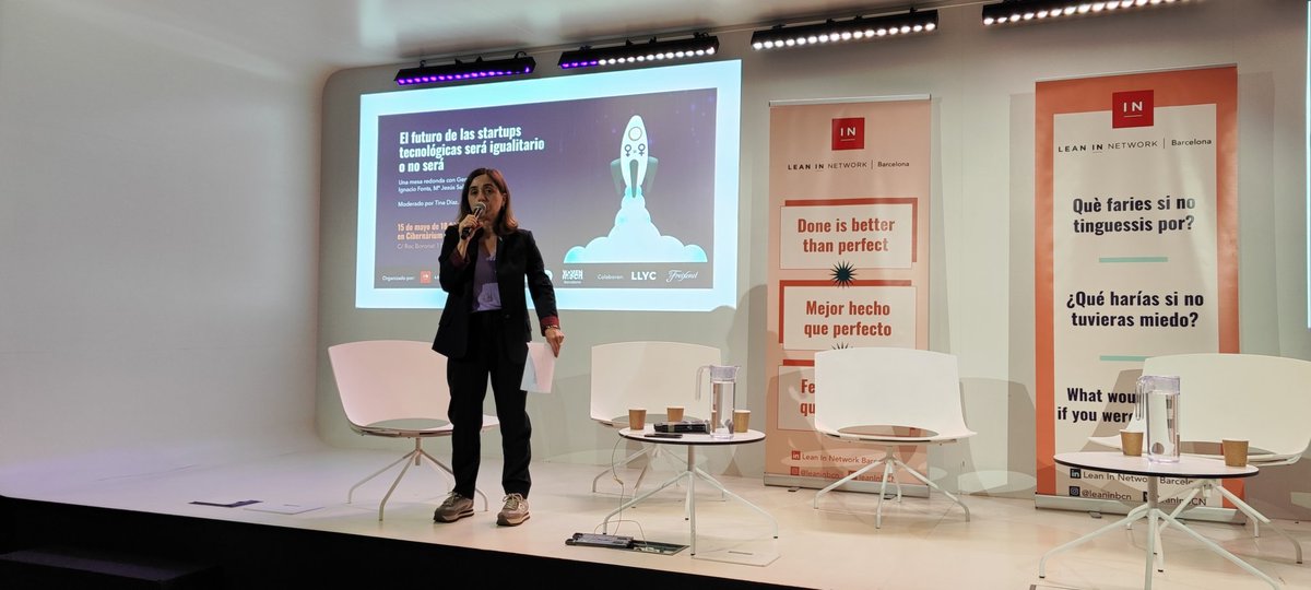 noemimv's tweet photo. Empezamos! 
Sólo en el 6% de las startups tecnológicas fundadas por hombres hay mujeres en sus Comités de Dirección. En @LeanInBCN nos gusta hablar de soluciones para revertir estos datos @evablancat https://t.co/VOMxAKs6Dl