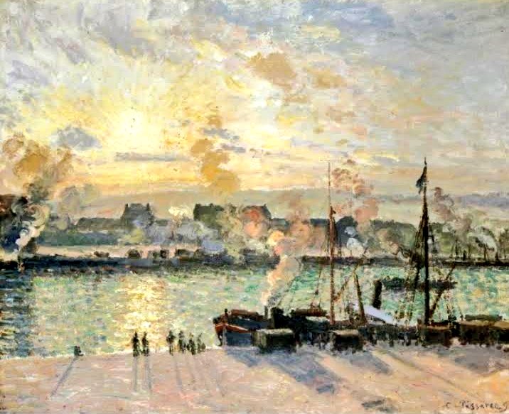 🎨Camille Pissarro - Sunset, the port of Rouen 🎀
