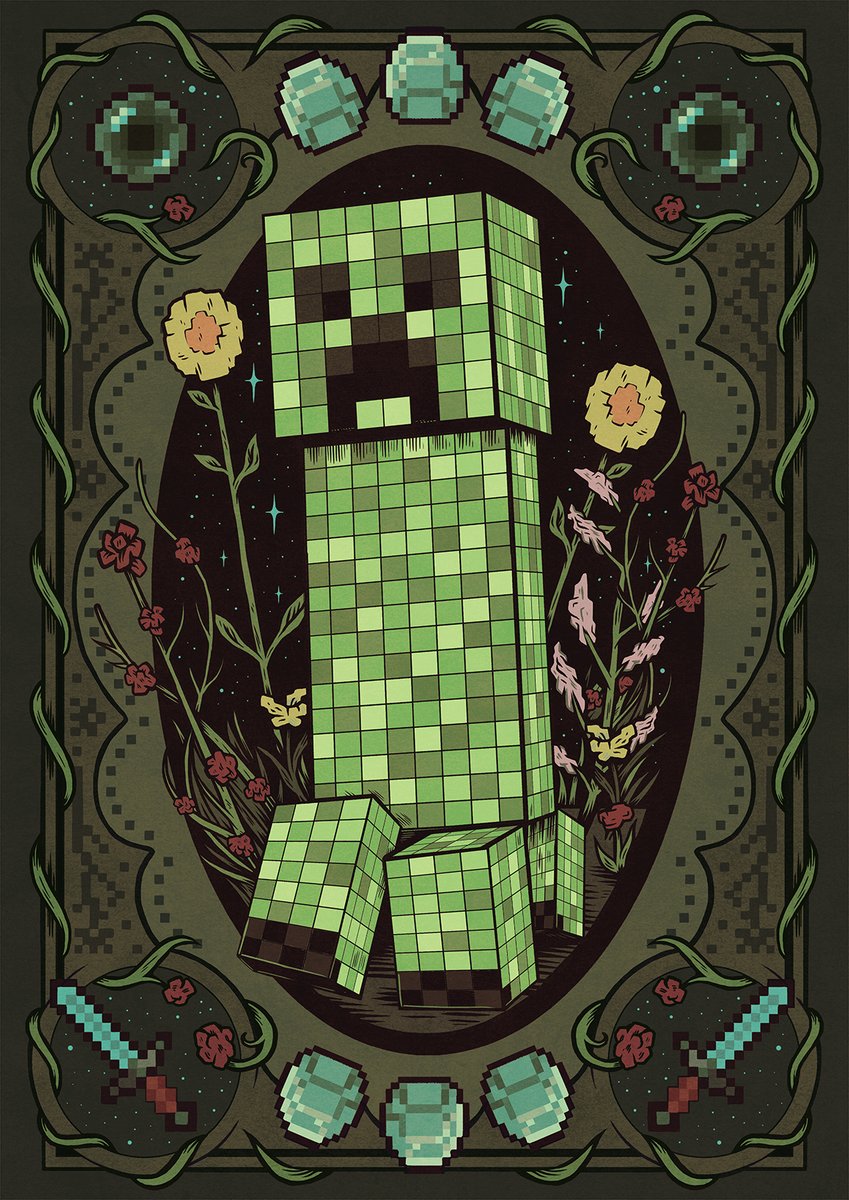 Creeping Creeper ✍🏻 Can't believe I haven't made any Minecraft fan art, until now 🧨💎 #minecraftfanart