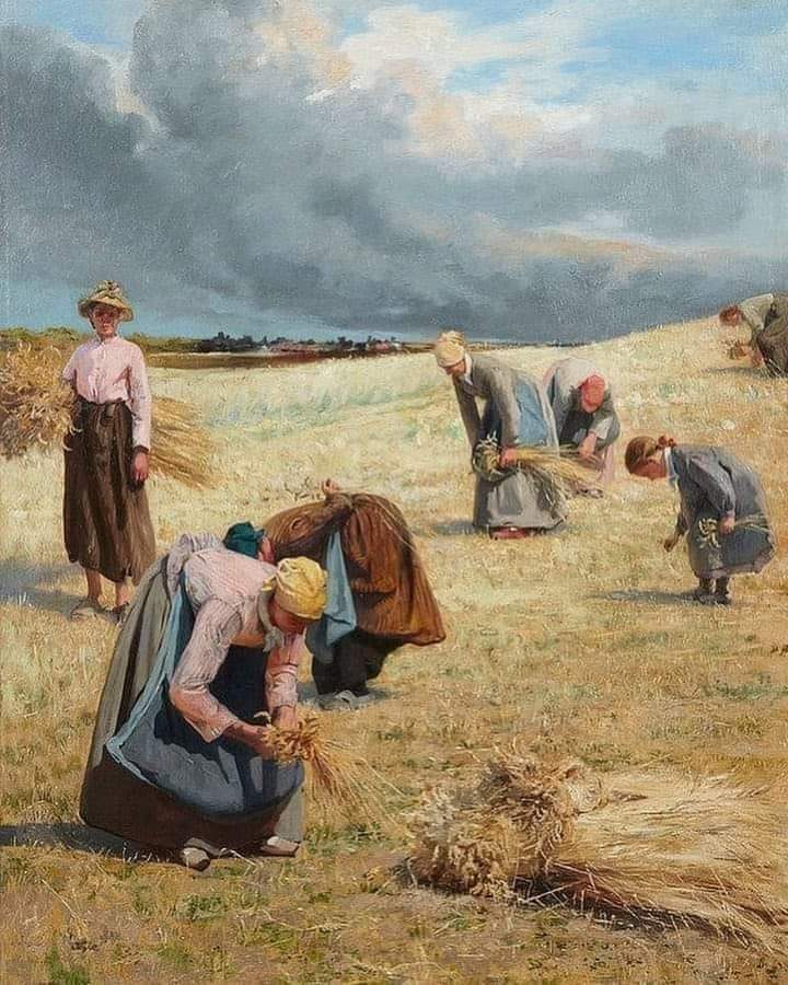 Georges Laugées (1853-1937) Les glaneurs avant l’orage