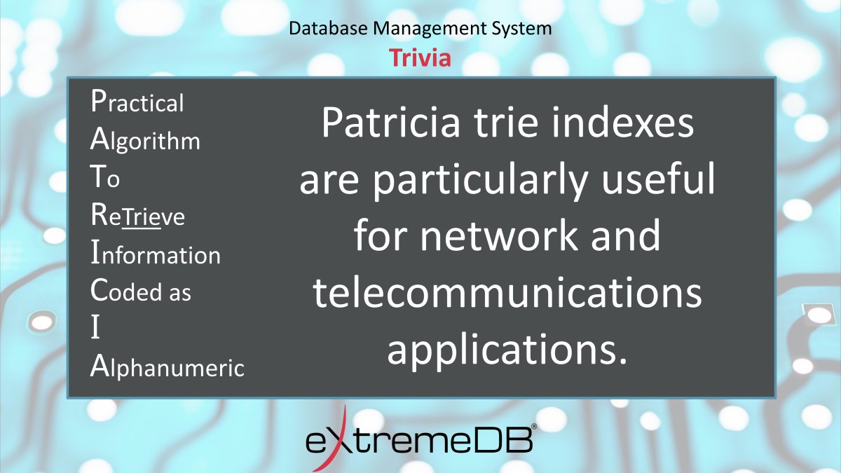 A #DBMS index can enhance lookup speed logarithmically & reduce RAM & CPU demands. Learn more: 'Using Data Indexes to Boost Performance and Minimize Footprint in Embedded Software' about the Patricia trie index. bit.ly/3Kc80Ii #NetworkInfrastructure #networksolutions