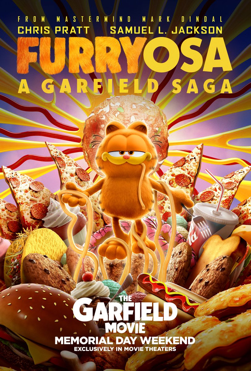 'Furiosa: A Mad Max Saga' inspired poster for 'THE GARFIELD MOVIE' has been revealed. The film releases in theaters on May 24.