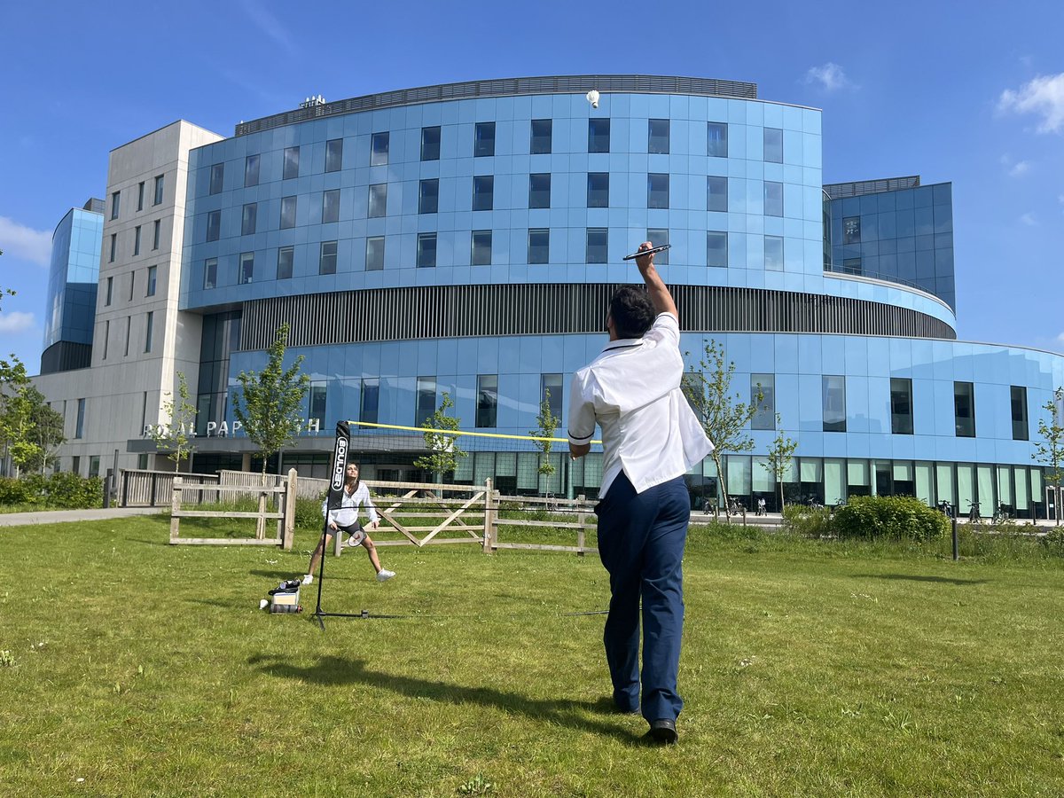 A great example of @royalpapworth patient-centred holistic care from our physios. 💙 Taking advantage of the sunny weather to get cystic fibrosis patient Mehro outside to enjoy the fresh air and also physical activity, courtesy of a badminton game. 🏸 @PapworthPhysio | @thecsp