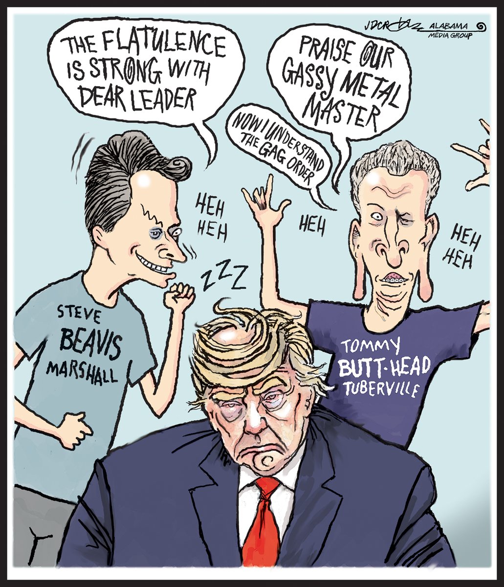 Alabama's Beavis and Butt-head crash the Trump trial al.com/news/2024/05/a… #alpolitics #BeavisandButthead #AGSteveMarshall #Tuberville