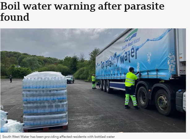 A parasite found in untreated sewage has been found in tap water. The sewage problem has grown so bad that it is now entering our drinking water. The Water Companies need to be fined into bankruptcy and nationalised for free.