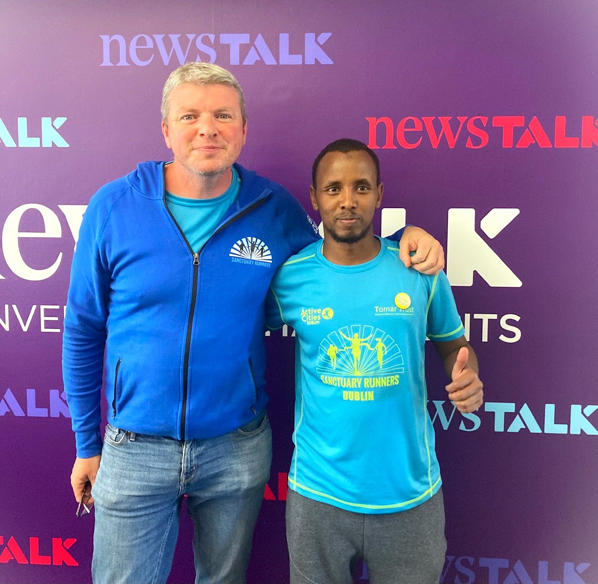 Adan and Graham on a very special mission to @NewstalkFM today! More to be revealed in the coming weeks! And best of luck to Adan who's hoping to run under 20 minutes in the @irishathletics @IrishRunnerMag 5k race in the Phoenix Park this Saturday #Solidarity #Friendship #Respect