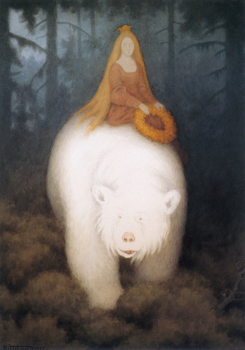 Illustration for the Norwegian folktale White Bear King Valemon (Kvitebjørn Kong Valemon, 1912) by Theodor Kittelsen