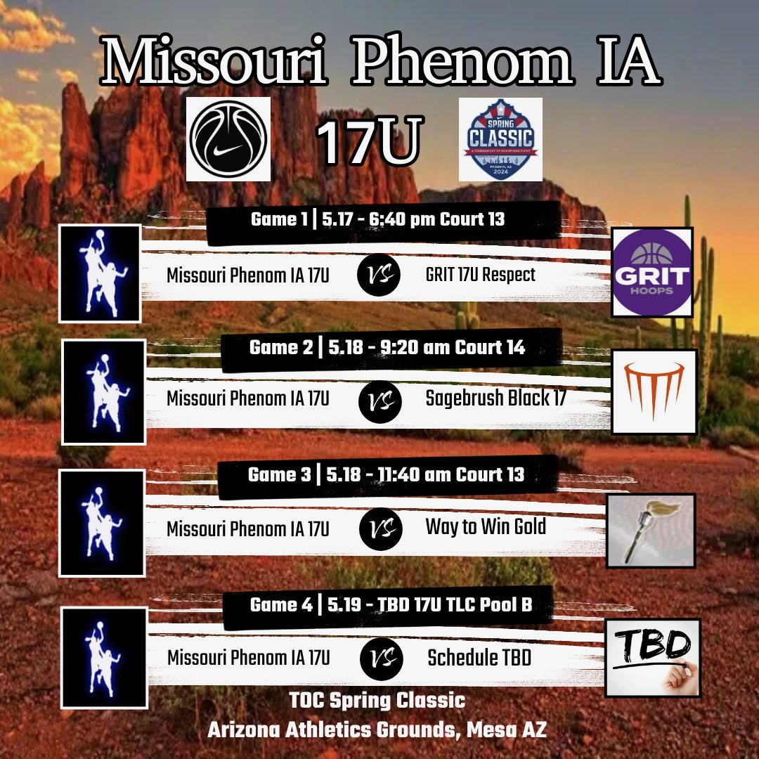 17u schedule for this weekend. See you soon <a href="/NikeTOChampions/">NikeTOC</a>.