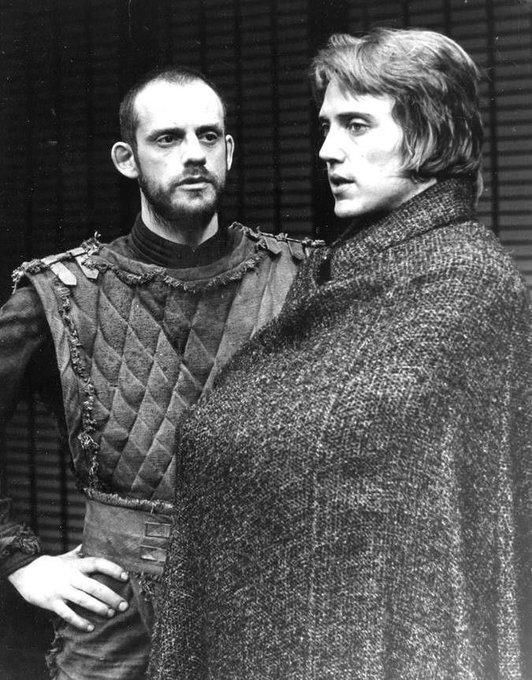 Christopher Lloyd (Banquo) and Christopher Walken (Macbeth) in the stage production Macbeth at Lincoln Center, New York, 1974