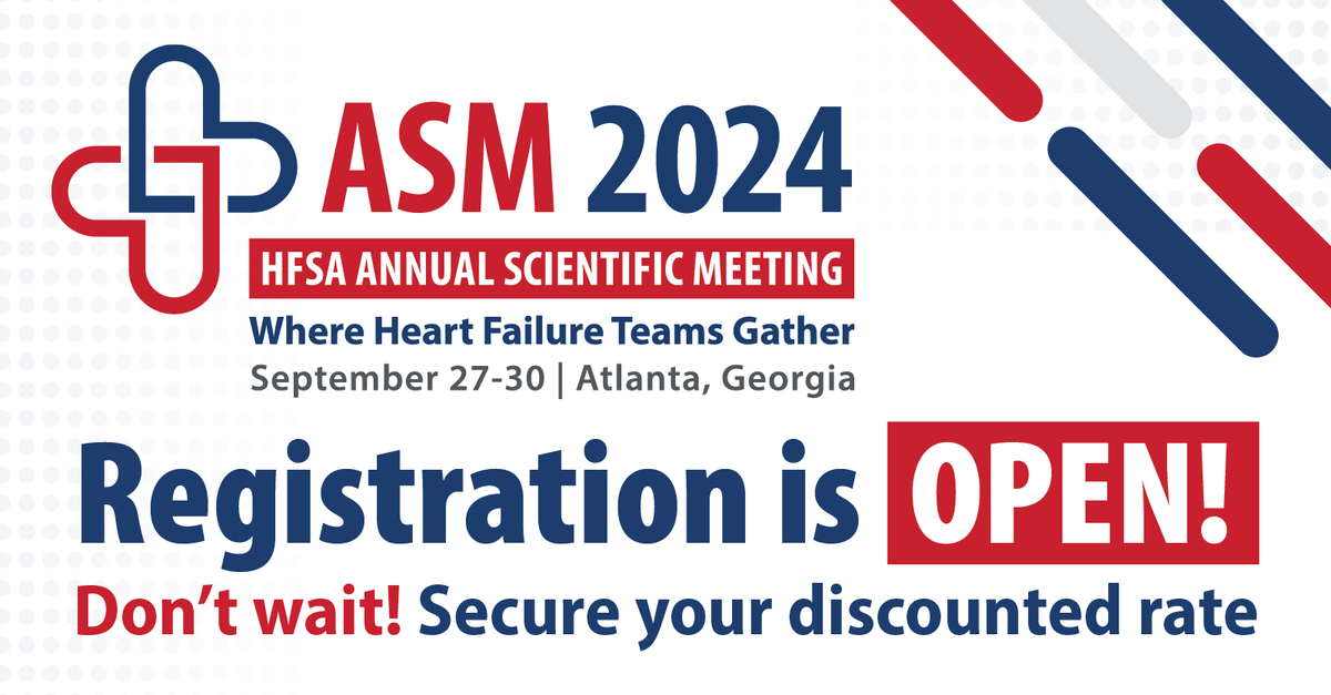 Registration is open for the biggest event of the year! 🤩 The HFSA Annual Scientific Meeting is bringing the best of heart failure education, science, research, practical management, and networking opportunities to Atlanta, GA. Don't wait! Secure your discounted rate for